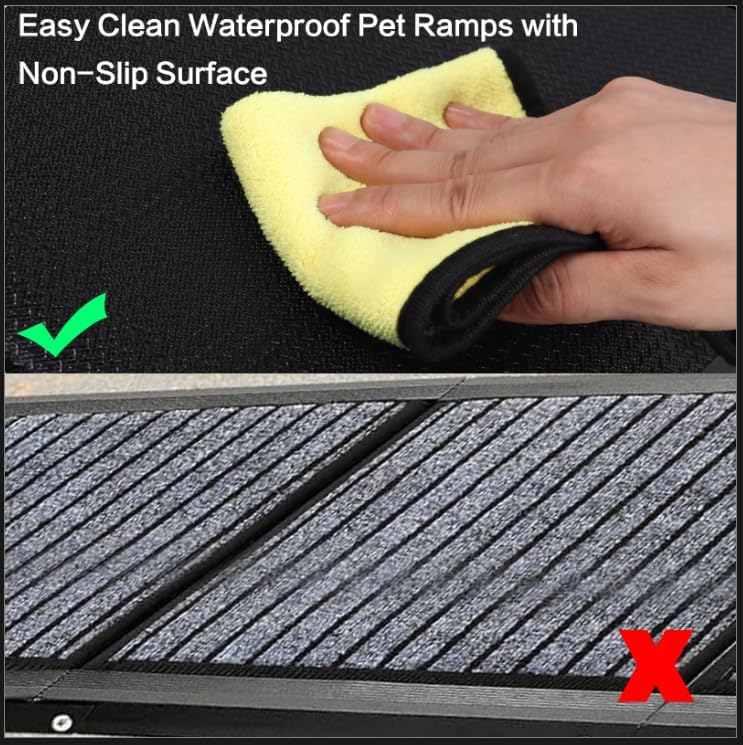 Dog Car Ramp for Large Dogs, Easy Clean Waterproof Pet Ramps with Non-Slip Surface,63" Long & 17" Wide Folding Portable Pet Stair Ramp, Stairs with Nonslip Surface for High Beds,