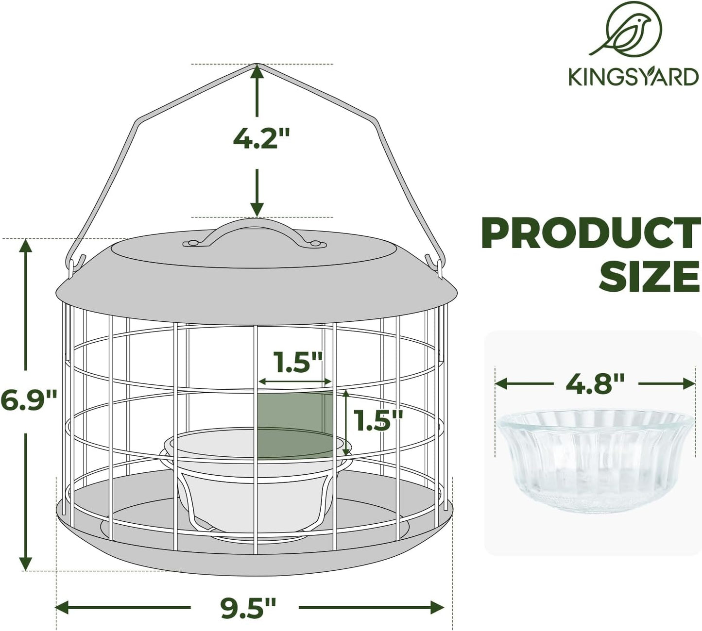 Kingsyard Bluebird Feeders for Outdoors Hanging, All Metal, Cage Mealworm Bird Feeder with Tray, Squirrel Proof & Weatherproof, Easy to Refill & Clean (Blue)