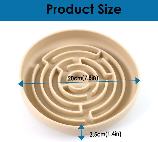 Slow Feeder Dog Bowl, Cat Slow Feeders Slow Eating, Modern Lick Mat Design, Reduces Gulping, Dishwasher Safe, Suit for All Cat & Dog Breeds (Beige)
