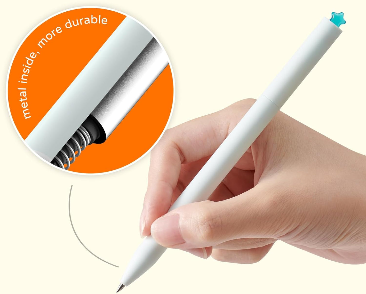 Kaco FIRST Gel Pens Cute Stationery Black Ink 2 Pieces with Extra 4 Refills, 0.5 mm Fine Point, Aesthetic Cute Star Pens for Journaling