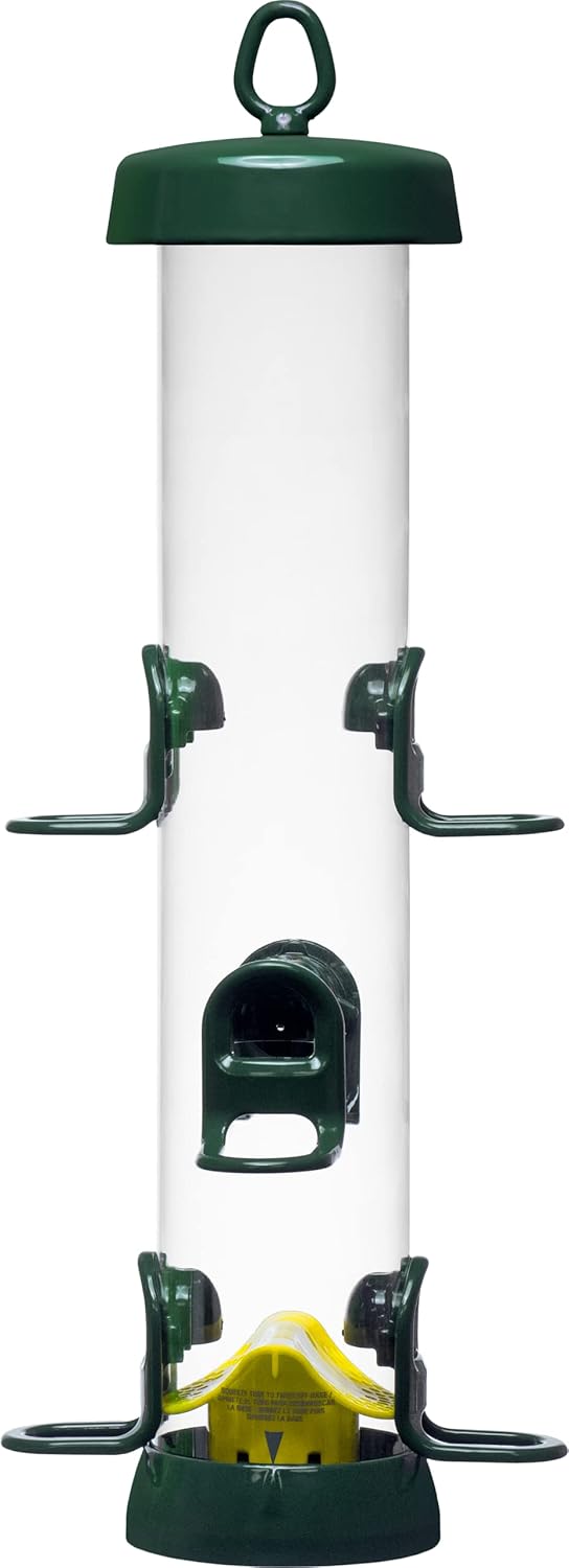 Brome Tube 200 Wild Bird Feeder, Metal, 6 Seed Ports, 3.4 lb Capacity, Extra-Wide Perches, Easy to Fill & Clean, Pole-Mountable, Seed Tray Available