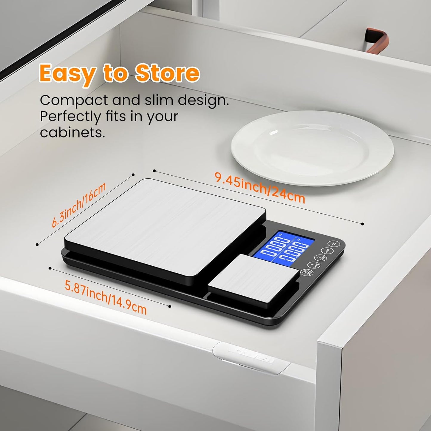 KKZ 0.001oz/33lb Kitchen Scale, Dual Platform Food Scale Grams and Ounces for Weight Loss Baking Cooking Meal Prep Sourdough Bread, Stainless Steel
