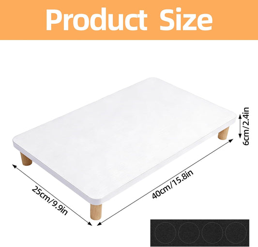 Wooden Elevated Cat Food Stand, 2.4" Raised Cat Food Table, Pet Feeding Table for Cats & Small Dogs, Stable Bowl Stand Platform for Most Bowls, Modern Pet Feeding Station, White
