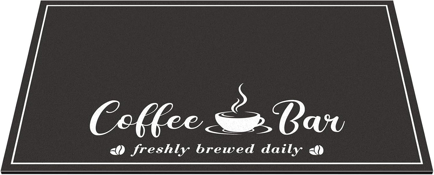 Absorbent Coffee Mat, Fashion Dish Drying Mat for Kitchen Counter Coffee Bar Accessories Espresso Machine Dish Rack 12" x 20" Black