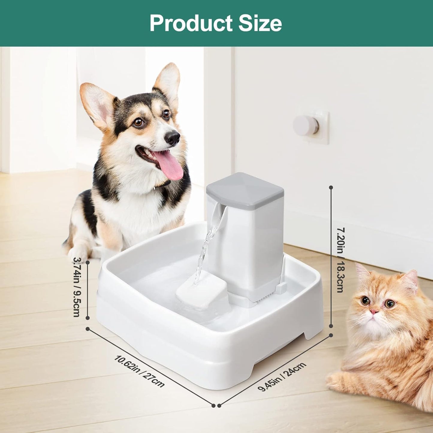 3.1L Medium Pet Water Fountain, Cat Water Fountains, Quiet Automatic Dog Water Drinking Dispenser with Flow Control for Dogs Cats,White