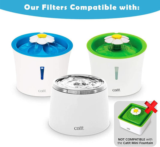 8-Pack Cat Water Fountain Filters, Cat Fountain Replacement Filter, Pet Fountain Filters Compatible with Most Catit Automatic Cat Fountain