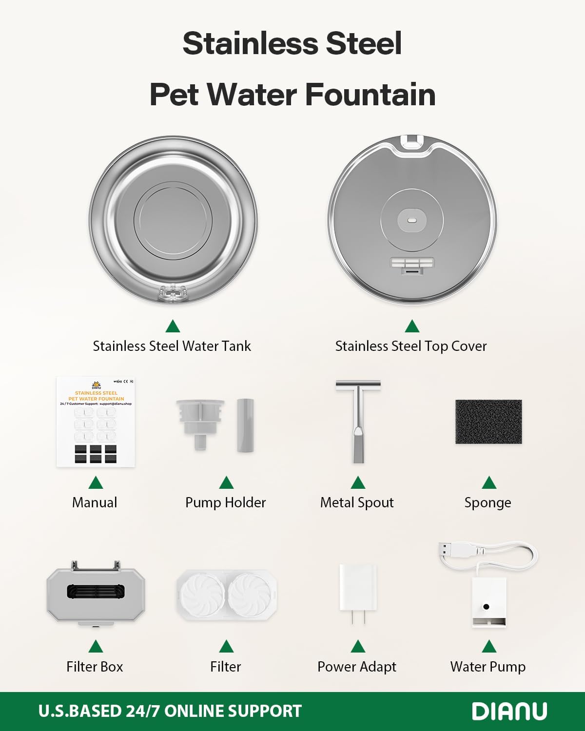 Cat Water Fountain Pump - Ultra Quiet Replacement Pump for 3.2L/108oz Cat Drinking Fountain Automatic Pet Water Dispenser