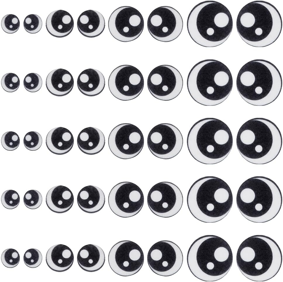 FINGERINSPIRE 20 Pairs Felt Eyes Appliques for Crochet Stuffies and Plushies 4 Sizes Round Black Color Felt Craft Doll Eyes Sewing Patches DIY Doll Puppet and Plush Animal Making Supplies