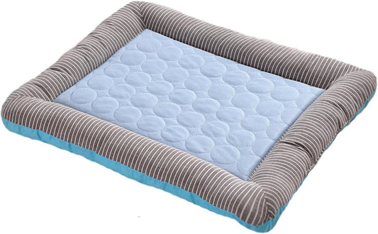 iiniim Cooling Mat for Dogs Bed Thick Comfort Foam with Cooling Gel Layer Orthopedic Support Pad Blue Medium