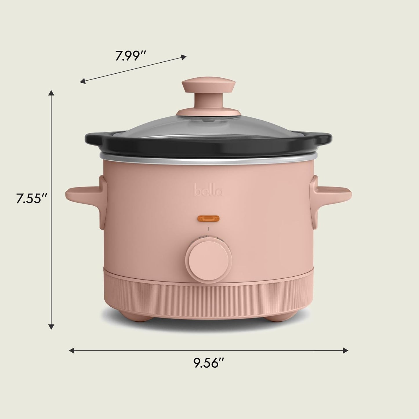 bella 1.5 Qt Slow Cooker with 3 Heat Manual Control, Ceramic Nonstick Coating, Dishwasher Safe Stoneware Pot and Tempered Glass Lid, Tangle Free Cord Wrap & Cool Touch Handles, Blossom