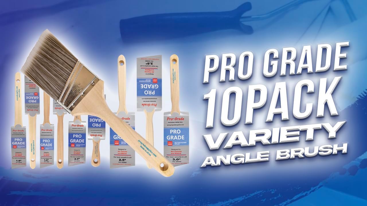 10 Pack Pro-Grade Premium Wall/Trim House Paint Brush Set Great for Professional Painter and Home Owners Painting Brushes for Cabinet Decks Fences Interior Exterior & Commercial Paintbrush.