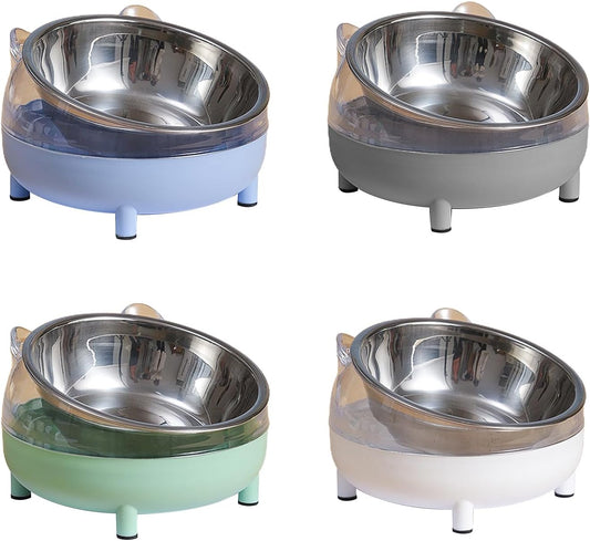 Tilted Raised Cats Food Bowl Neck for Protection Anti Vomiting Elevated Slanted Stand Stainless Steel Bowls F Food Tilted Cute Stainless Steel Anti Vomiting Fatigue Plastics Pet Bowl Dog