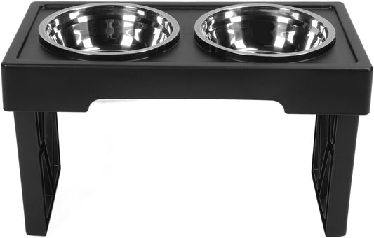 Pilipane Elevated Dog Bowls Prevent Slip Height Adjustable Raised Dog Bowl Stand with 2 Stainless Steel Food Bowls for Dogs Cats