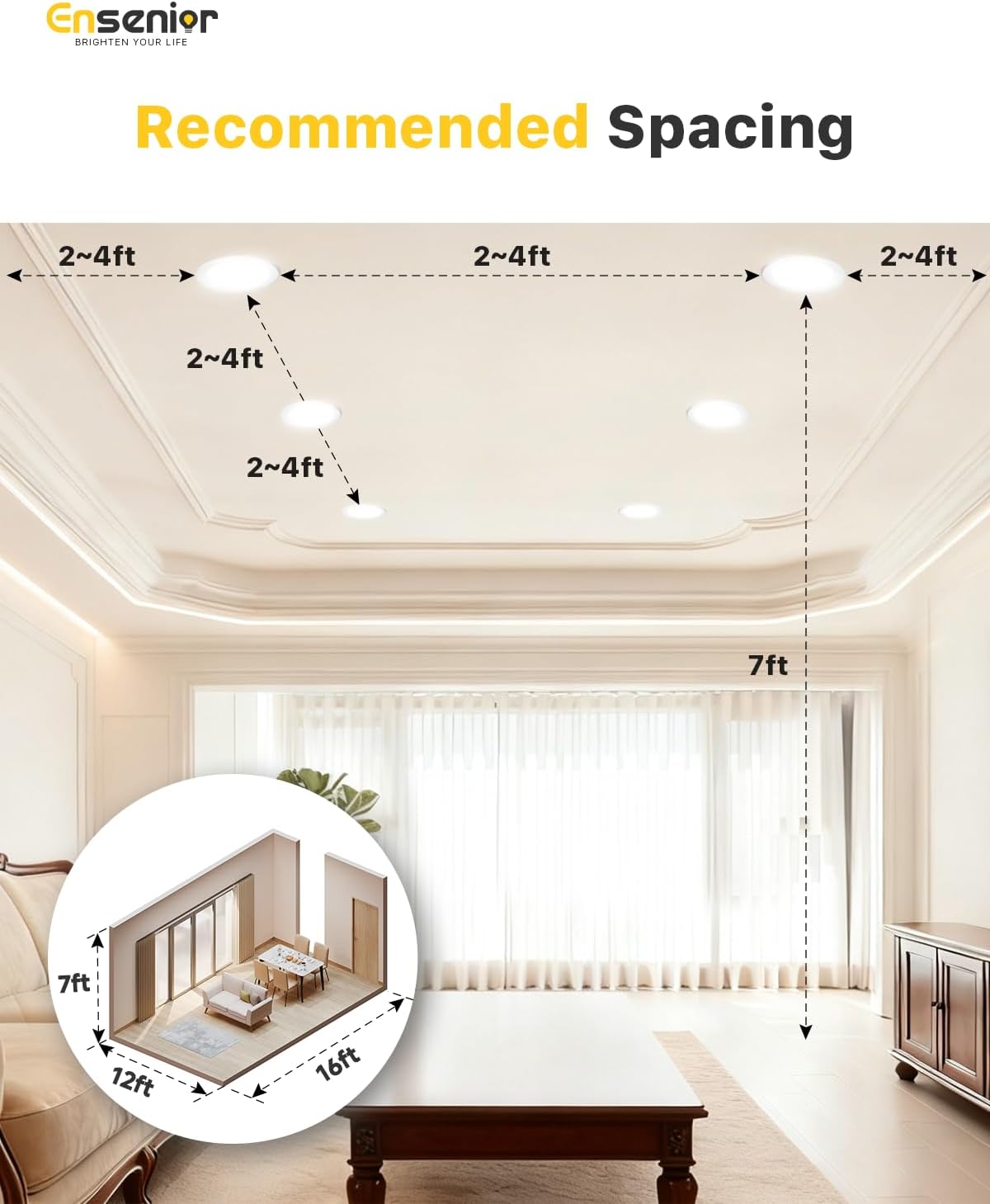 Ensenior 6 Pack 4 Inch LED Recessed Light, Dimmable, 2700K-5000K 5CCT, 750LM High Brightness, 9W 120V, Damp Rated, ERL-9X-ETL, Ultra-Thin Canless Wafer Ceiling Light - ETL & FCC & IC