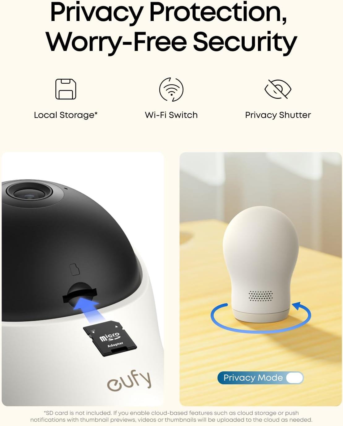 eufy Baby Monitor C10 with 2K HD Camera, 4.5" 480p Display, 4× Zoom, Pan-Tilt, Night Vision, Hybrid Wi-Fi & No Wi-Fi Connection, 12 H Battery, Motion, Cry, Noises, Temperature Alerts, 2-Way Talk, VOX