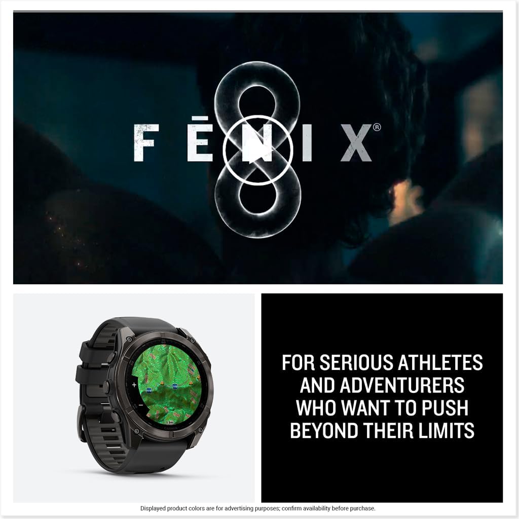 Garmin fēnix® 8 – 51 mm, AMOLED, Sapphire, Premium Multisport GPS Smartwatch, Long-Lasting Battery Life, Dive-Rated, Built-in LED Flashlight, Carbon Gray DLC Titanium with Pebble Gray Band