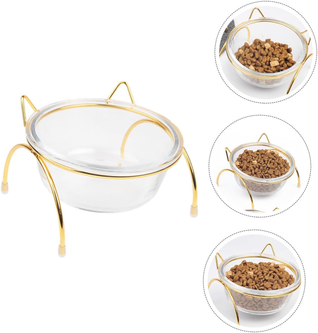 Milisten Elevated Glass Cat Bowl with Slant Design and High Stand, Raised Pet Feeding Dish with Neck Guard, Single Tilted Cat Food Bowl for Comfortable Eating
