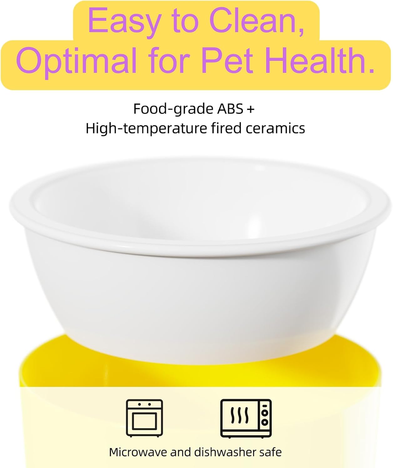 Elevated Raised Cat Pet Bowls - 15°Tilted 3 Heights Adjustable Indoor Cats Food Dish Stand, Cute Pet Water Feeder Ceramic Bowl, Neck Whisker Friendly & Anti-Vomiting Non Slip Kitten Puppy Supplies
