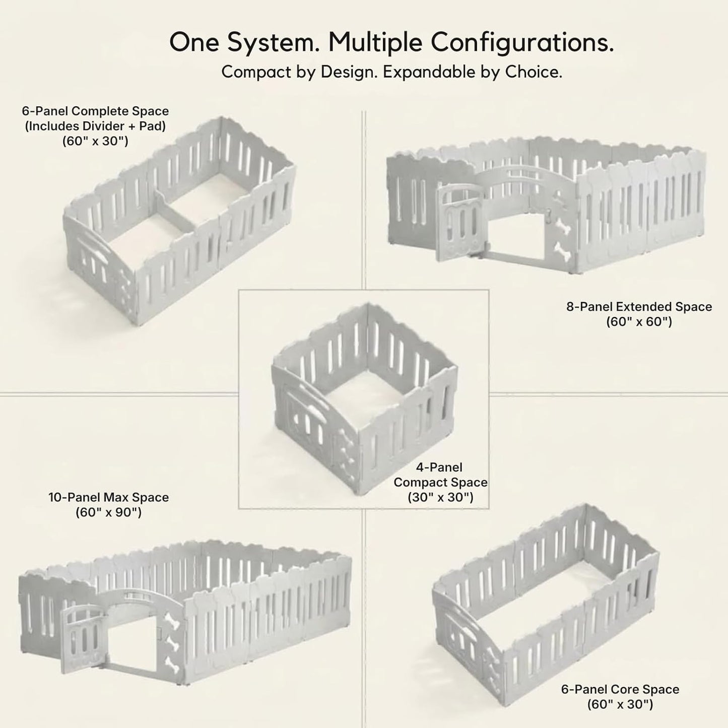 Dog Playpen for Small Dogs, 4-Panel Compact Indoor Puppy Playpen, 24" Tall Non-Toxic Premium HDPE Panels, 30"x30"x24", Stable on Smooth Floors, Tool-Free Setup (White)