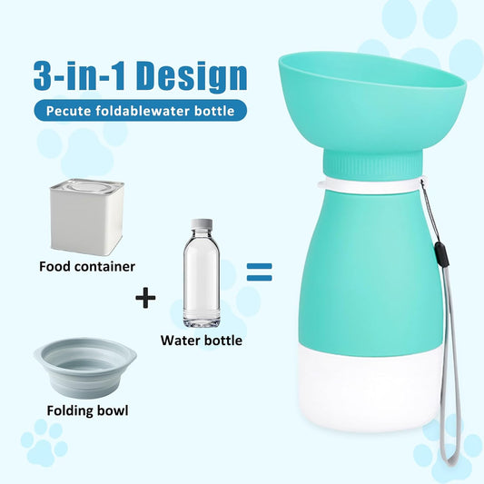 Dog Water Bottle with Food Container, Portable Dog Cat Puppy Pet Water Dispenser Feeder for for Pets Travel, Walking, Hiking and Outdoor Activities
