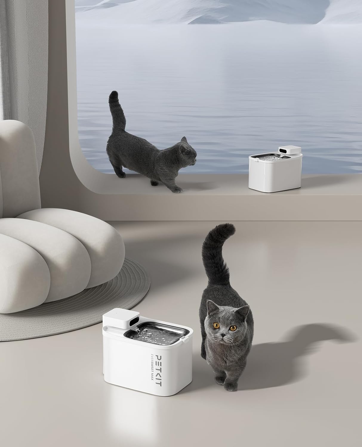 PETKIT EVERSWEET MAX Cordless Cat Water Fountain with Motion Sensor, 101 oz/3L Pet Fountain for Cats Dogs Inside, Automatic Cat Water Dispenser Battery Operated (White-Cordless, 3L)