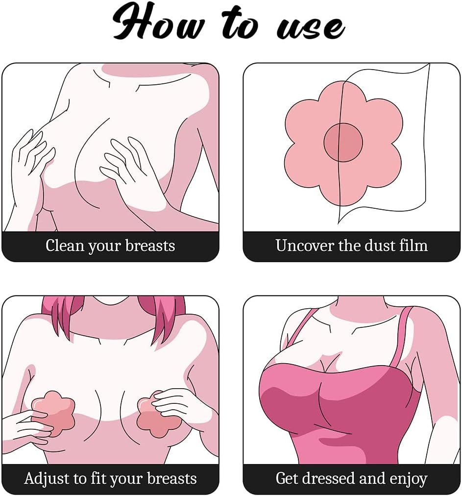 QUXIANG 4 Pairs Pasties Women Nipple Covers Reusable Adhesive Silicone Nippleless Covers Bra for Dress