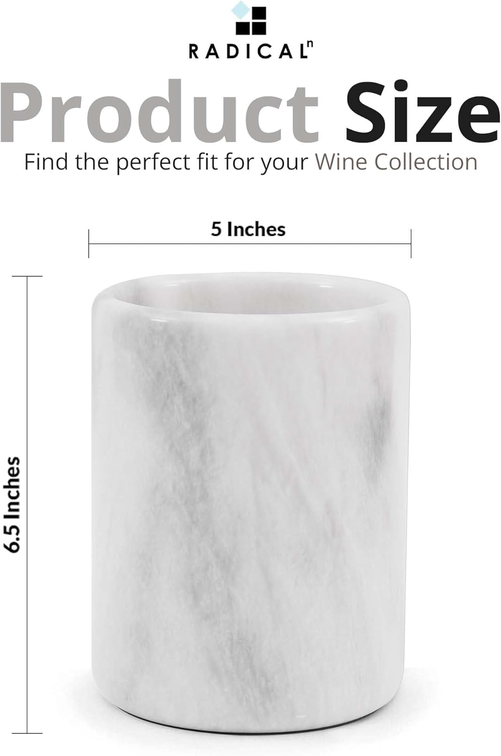 Radicaln Marble Wine Chiller Bucket 6.5" Inches White Handmade Beverage Cooler & Champagne bucket for Bar Accessories, Ideal Wine Bottle Holder & Small Cooler for Home Decoration