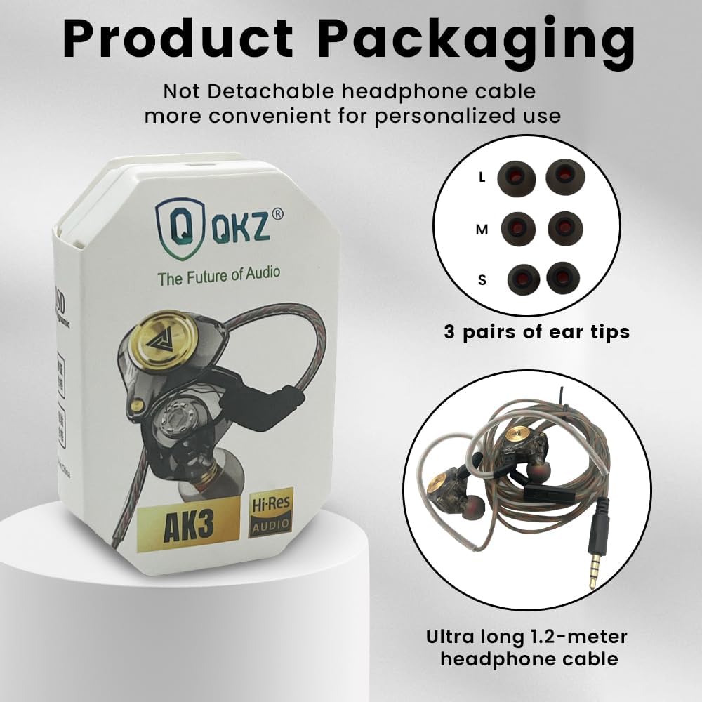 Wired Gaming Earbuds, Ak3file in Ear Monitors, Deep Bass Sound Wired Earbuds, HiFi in Ear Headphones with 1DD 10mm Dynamic Driver, IEM for Music Gaming Video Calling (Black)