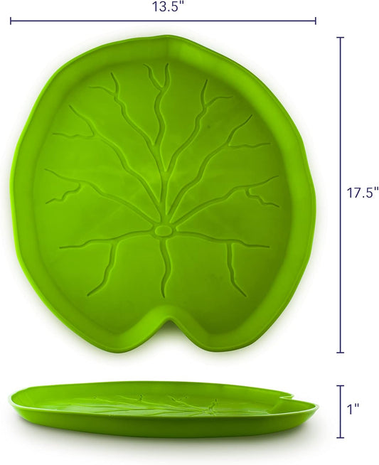 PetStandard Premium Pet Food Tray - Dog and Cat Food Mat with Green Leaf Design - Best for Catit and Drinkwell Water Pet Fountains. Fountain Not Included