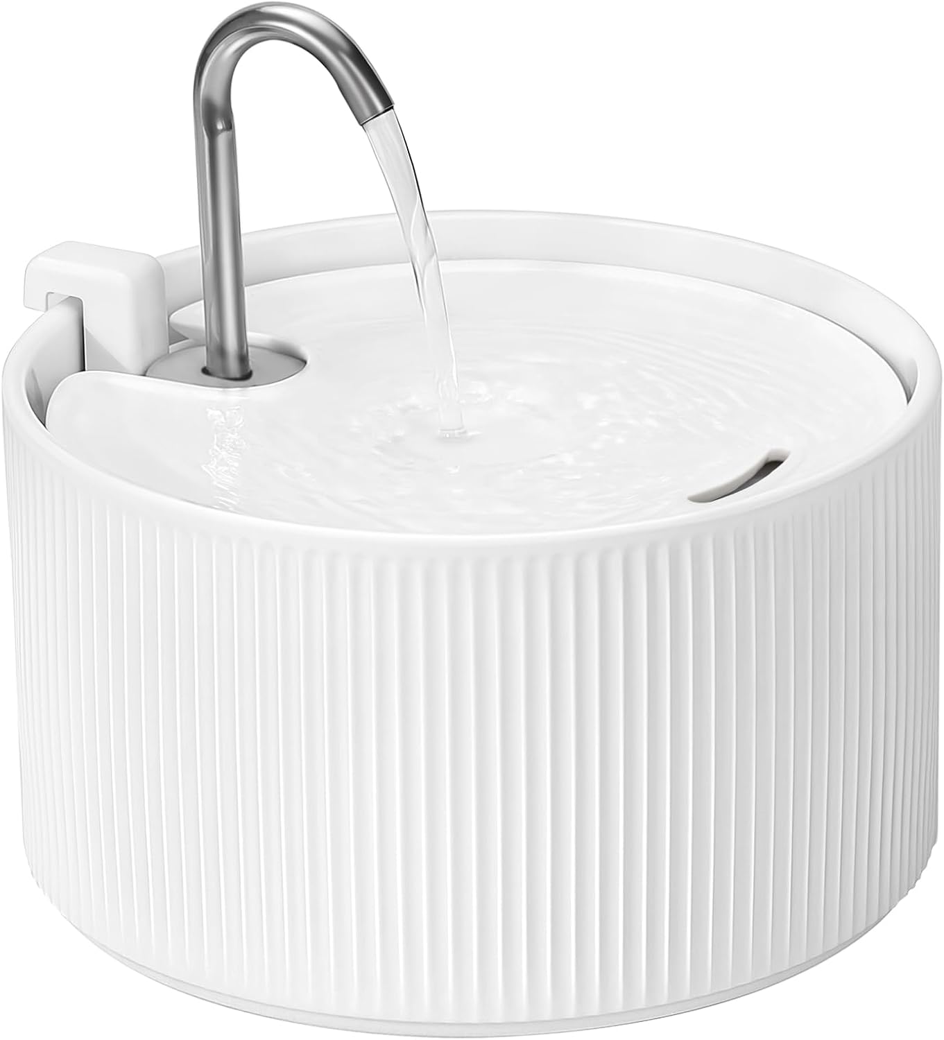 Upgrade Ceramic Cat Water Fountain, 2.2L/78oz Ceramic Cat Fountain, Automatic Ceramic Water Fountain for Cats, Pet Water Fountain with Ultra-Quiet Pump (White)