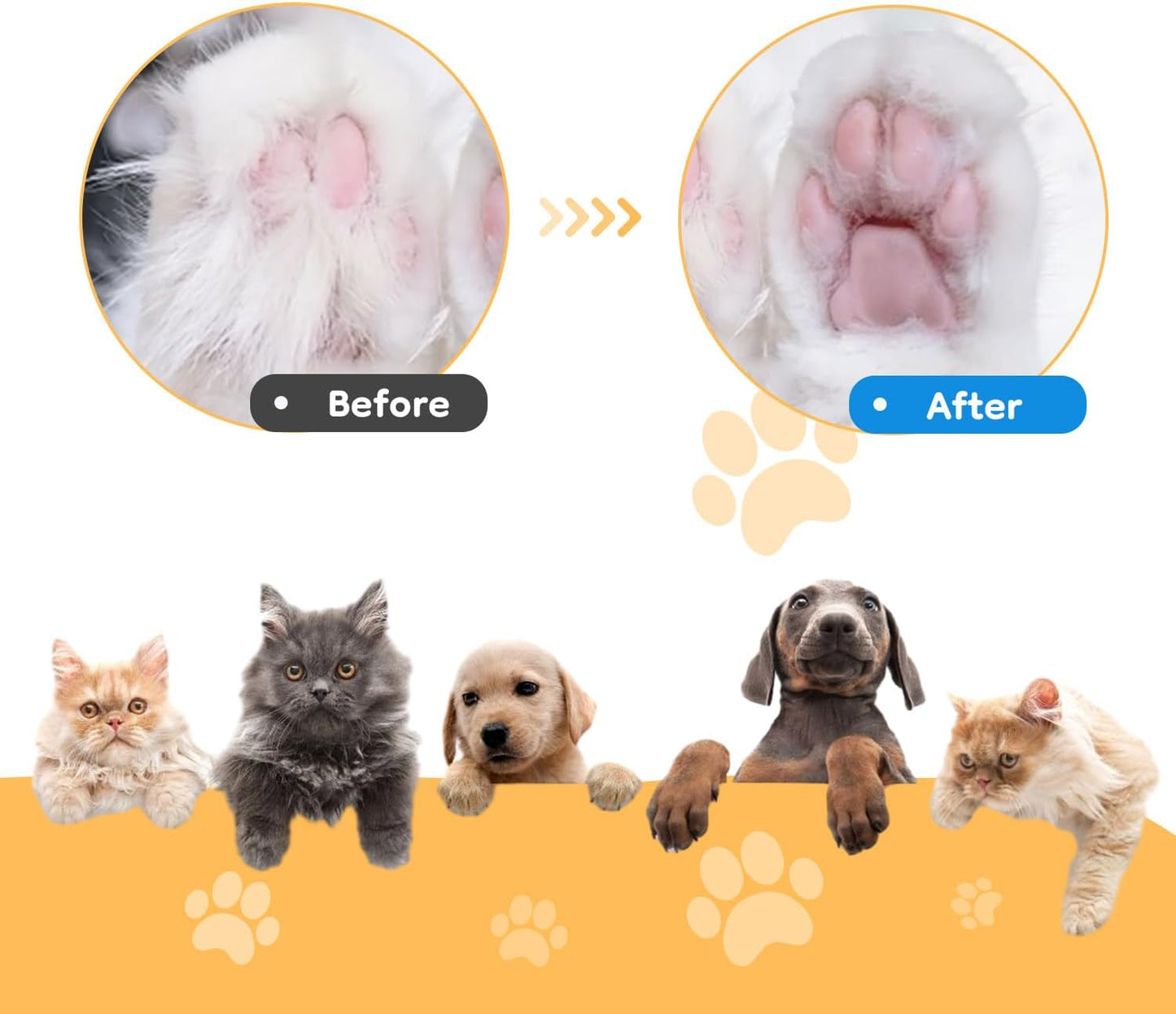 Mcbazel Pet Micro Precision Trimmer, Multifunctional Pet Hair Trimmer Waterproof Rechargeable Shaver with LED Light for Paws Eyes Ears Face Buttocks for Small Dogs and Cats,50dB Quiet Shave.