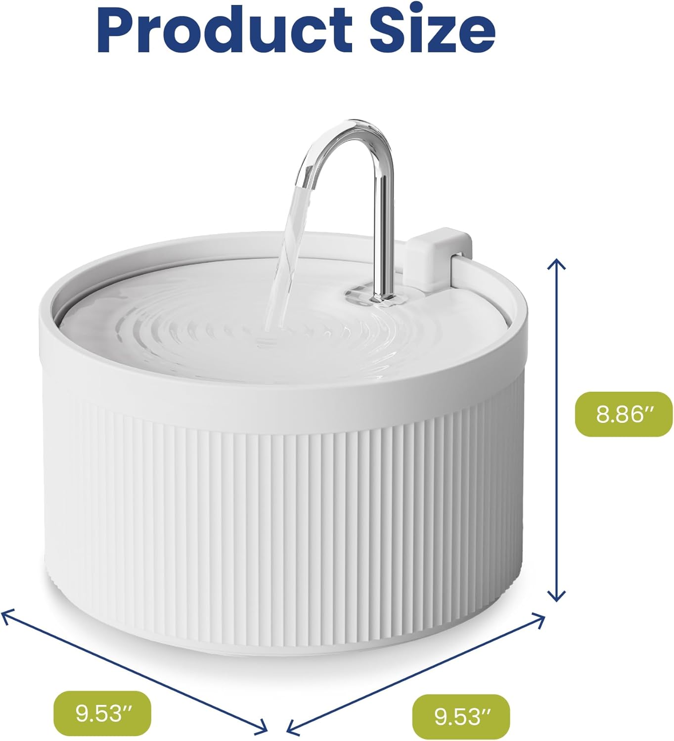 PawsPik Ceramic Serenity Pet Water Fountain – Faucet-Style Spout, Quiet Motor, 5-Layer Filter – BPA-Free Ceramic Bowl for Dogs & Cats, 9-Cup, White