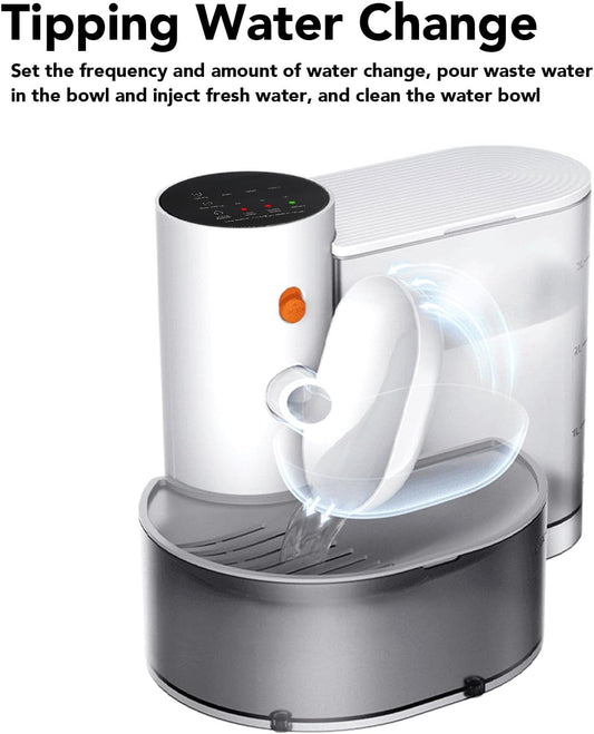 Automatic Cat Water Fountain, 3L WaterTank Self Refill Tipping Automatic Cat Water Dispenser, Rechargeable Pet Waters Bowl Cats Waterer, Smart Pet Waters Fountain