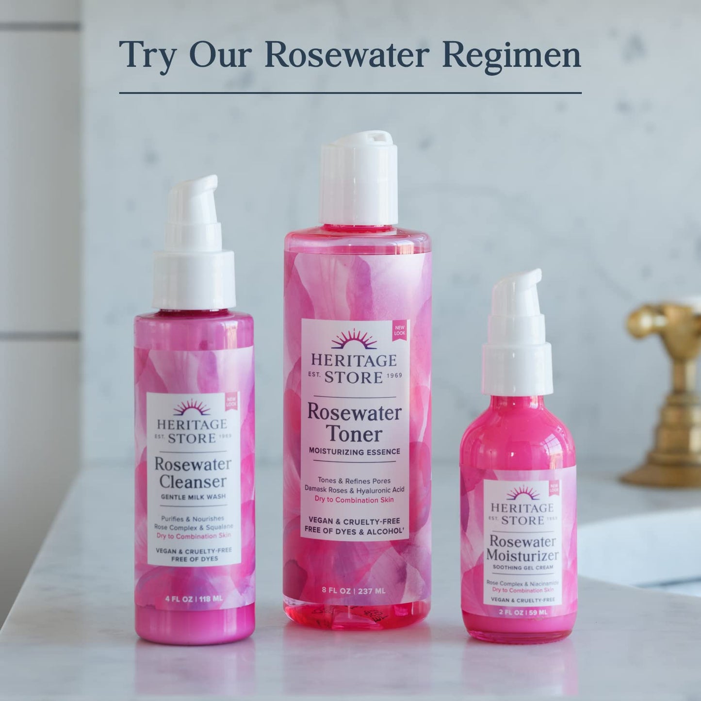 HERITAGE STORE Rosewater - Refreshing Face Mist with Damask Rose, All Skin Types - Hydrating Rose Water Spray for Glowing Skin Care - No Dyes or Alcohol, Hypoallergenic, Vegan, 60-Day Guarantee, 8oz
