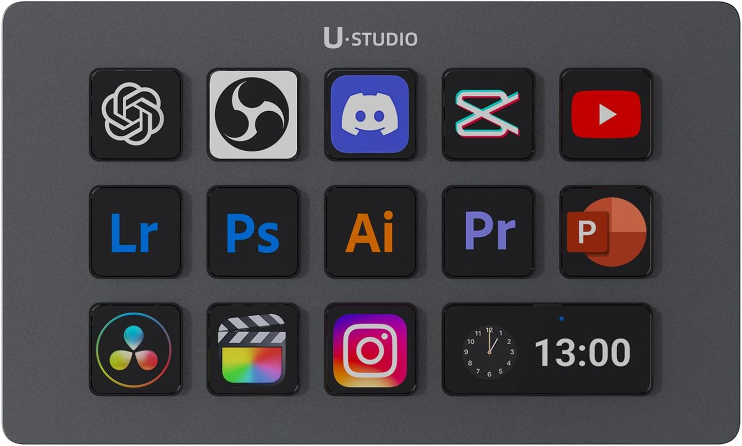 ULANZI D200H Stream Controller & USB C Docking Station with Stand Base, 14 Keys Macro Keyboard with 7-in-1 Hub Deck Dock, SD/TF Card Reader, Customerable LCD Key for Live/Gaming/Editing/Office