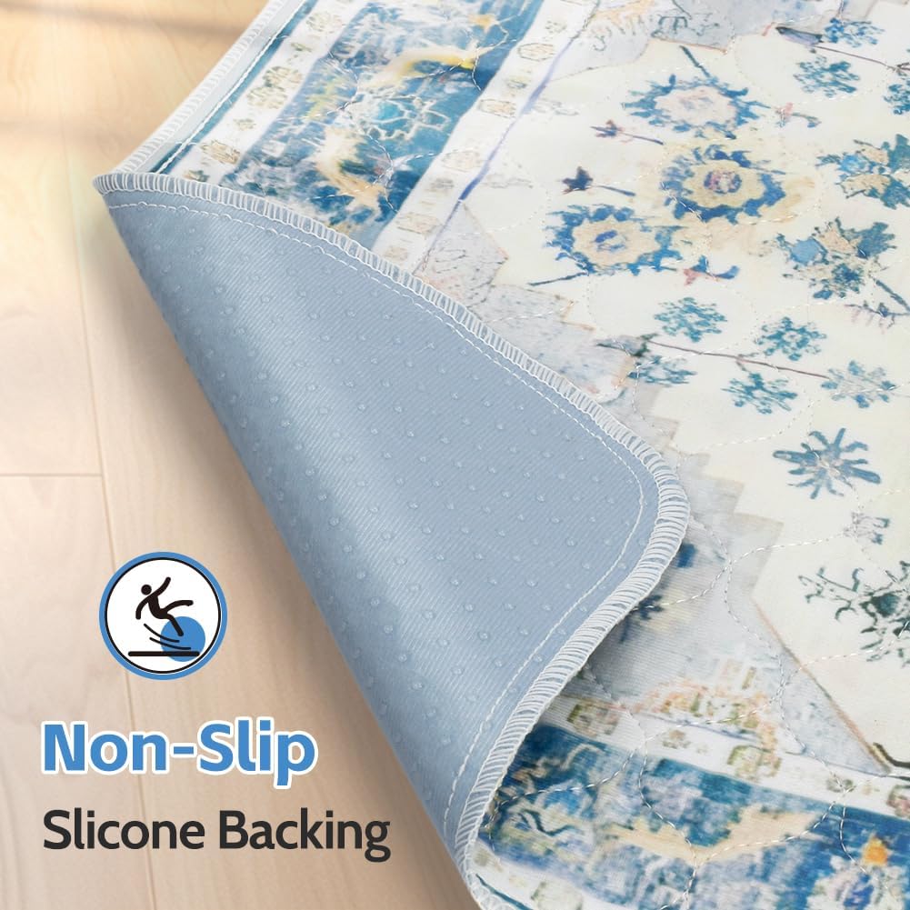 Blue Waterproof Washable Pee Pads for Dogs - Reusable, Super Absorbent, Non-Slip Potty Pads - 60"x48" - 2 Pack