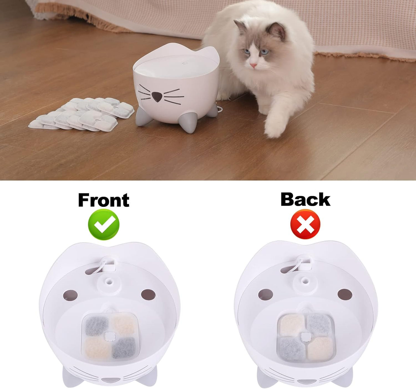 10-Pack Cat Water Fountain Filters, Compatible with Catit Pixi Cat Drinking Fountain Filter Replacement Triple Action Water Filter