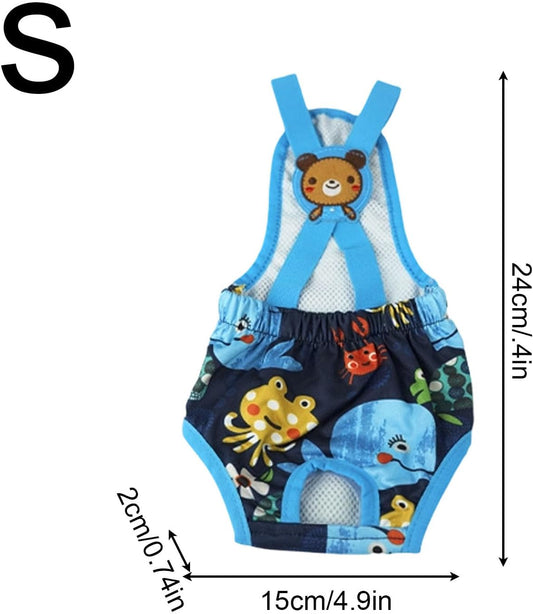 Dog Diaper - Washable Female Panties with Suspender, 1 Reusable Small Dog Diaper for Home, Apartment, Indoor, Outdoor, Travel, Car, Crate, Kennel, Yard, Park, Beach and Camping Protection