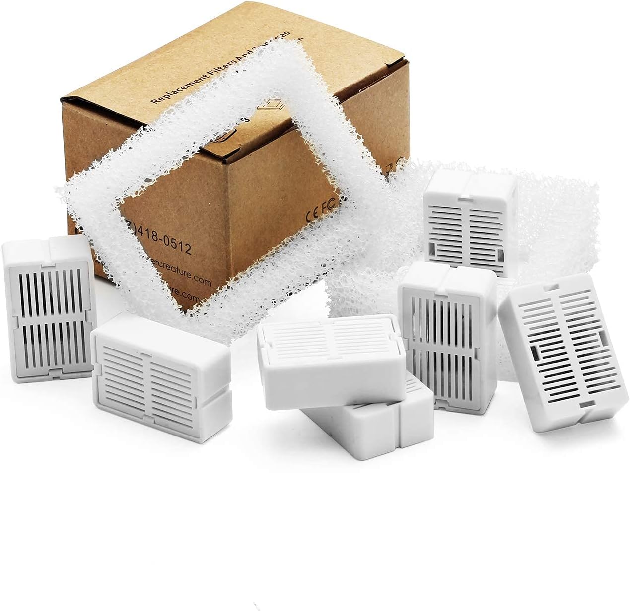 iPettie Replacement Filters for 360° Stainless Steel Pet Water Fountain or Cupcake Pet Drinking Fountain, Includes 8 Carbon Filters and 2 Foam Filters, IP-905