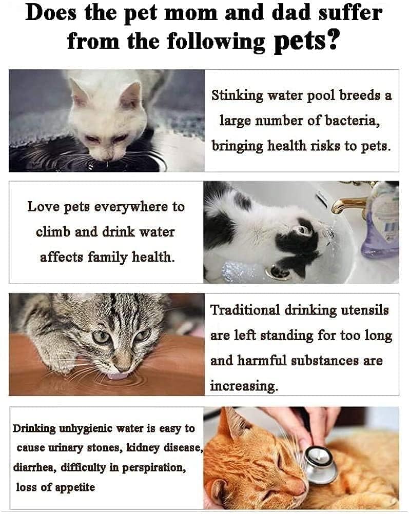 Pet Fountain 1.8L Automatic Cat Water Fountain Dog Water Dispenser for Cats Dogs Multiple Pets
