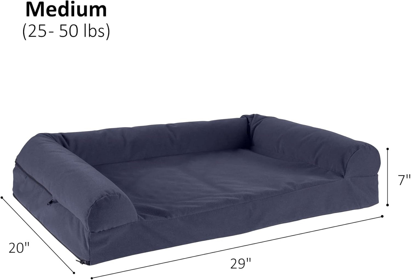 South Pine Porch Luka Microfiber Sofa Style Dog Bed with Removable, Machine-Washable Cover, Denim, Medium (29 in. x 20 in.)