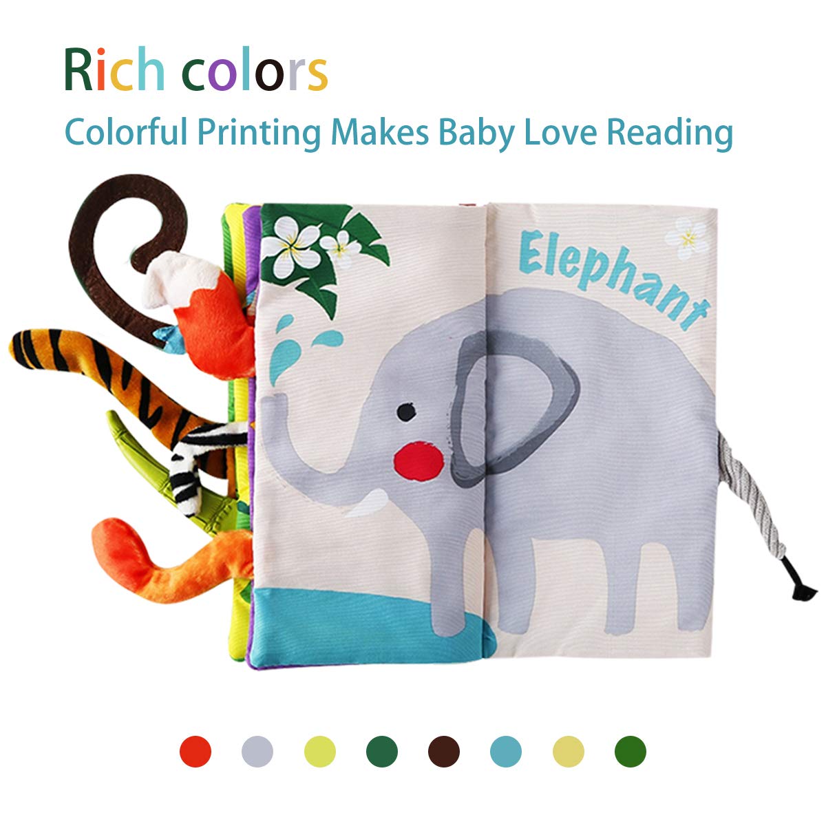 beiens Baby Books Toys, Touch and Feel Crinkle Cloth Book for Infant Baby 0-3-6-12-18 Months, Early Development Interactive Stroller Soft Toys, Newborn Gifts for Boys Girls