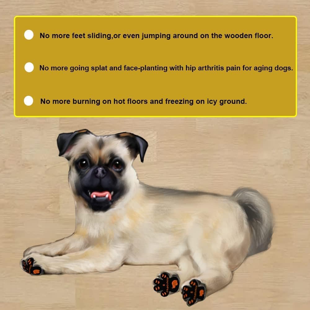 Dog Paw Pads Anti-Slip Grips,Dog Paw Protectors for Senior Dogs on Hot Pavement,Provides Traction to Keep Them from Slipping on Smooth Floors 12 sets-48 Pads Black M