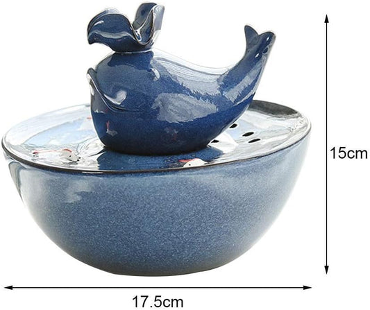 Cat Drinking Fountain Ceramic Cat and Dog Pet Water Dispenser Smart Pet Water Cup - Automatic Circulating Water Ultra-Quiet Anti-Skid Portable (Color : Blue)