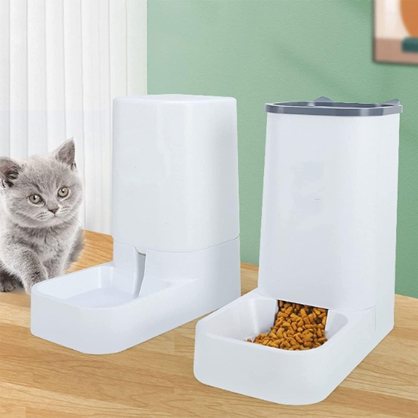 Dispenser Unplugged Pet Feeder Water Dispensers Supplies Set Automatic Gravity Feeder Cat Food, Dog Water Bowl and Automatic Cat Food Dispenser cat Fountain