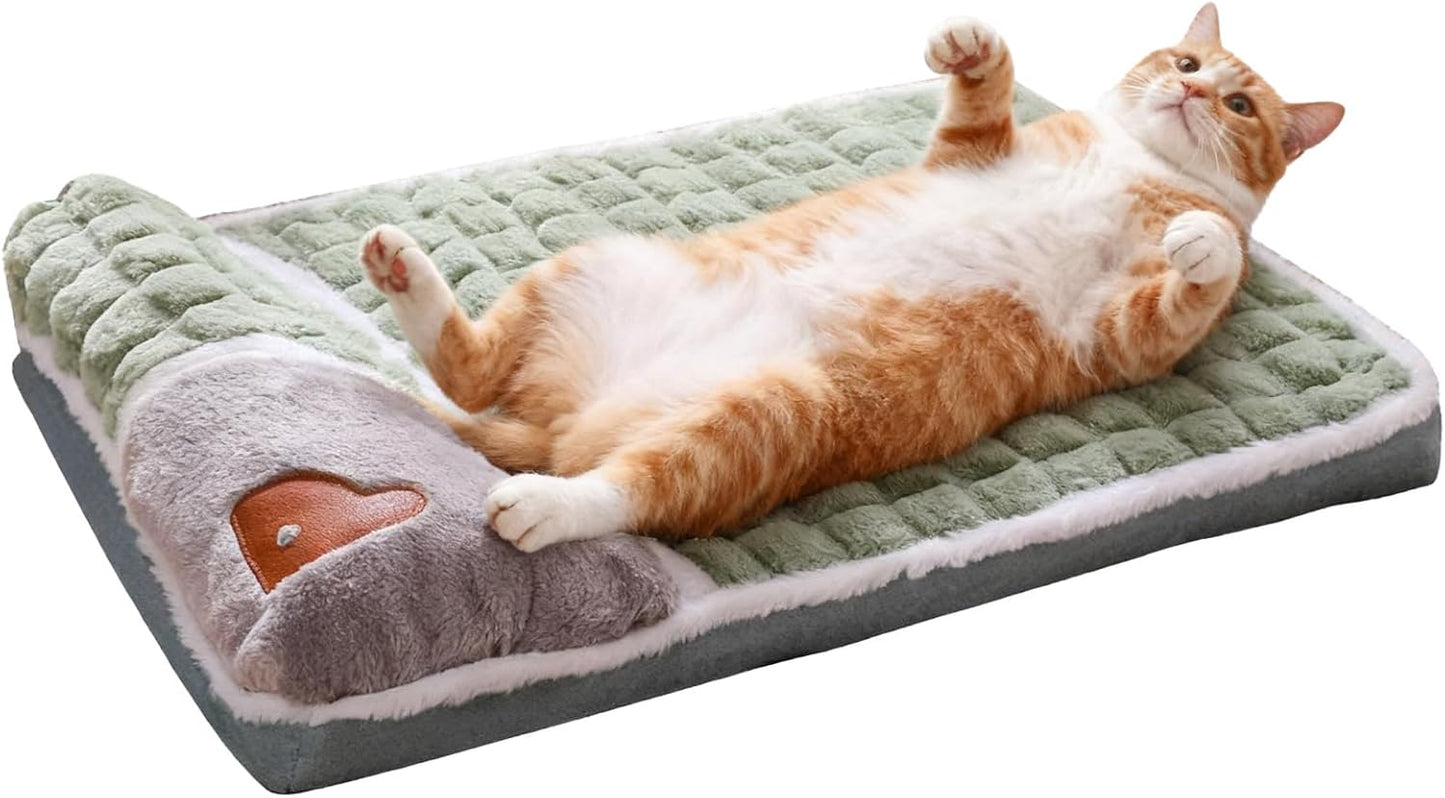 Cat Cushion - Back Support Machine Washable, Indoor Dog Cat Plush Pad, Travel Shelter Backyard Balcony RV Kennel, Sofa Floor Small Medium Large Breeds