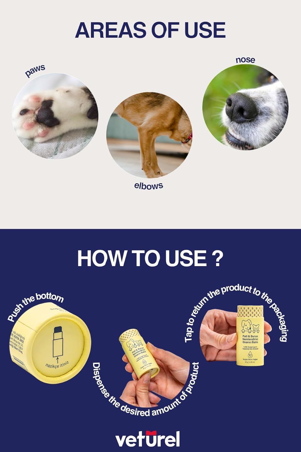 Paw & Nose Moisture Repair Balm | Heals, Regenerates & Strengthens Dry, Cracked & Damaged Paws and Noses | Lick Safe Paw Protector for Pets | Softens & Repairs (1)