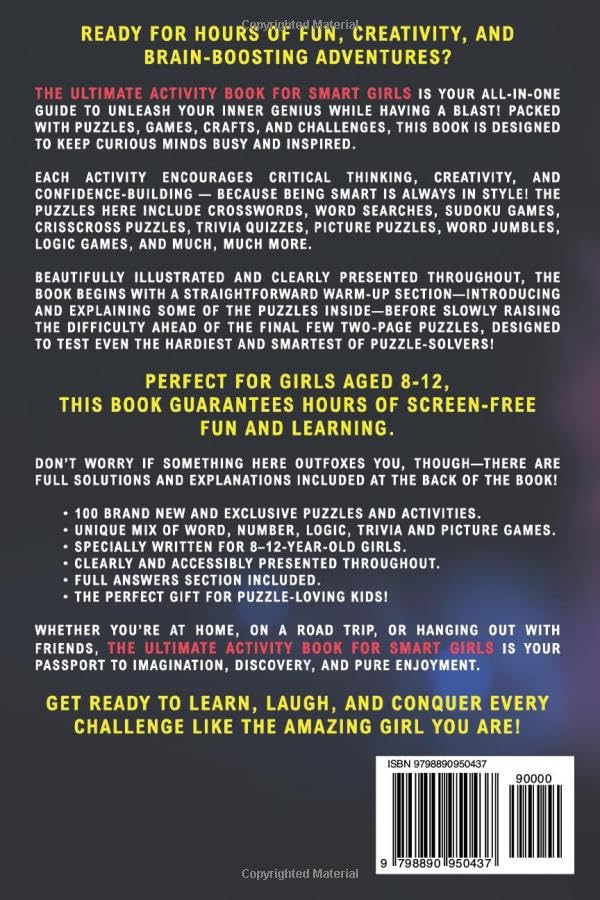 The Ultimate Activity Book for Smart Girls: Tricky Brain Teasers, Mind Games and Logic Puzzle Activities for Girls 8-12 (Activity Books for Kids)
