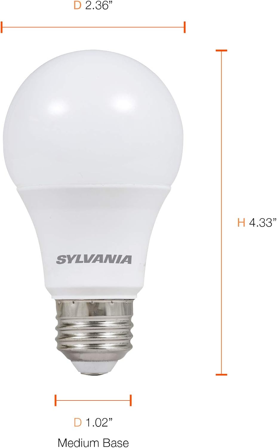 Sylvania LED A19 Light Bulb, 60W Equivalent, Efficient 8.5, 10 Year, W, 5000K, 800 Lumens, Frosted, Daylight (74766) (Pack of 1, 24 Count Total)