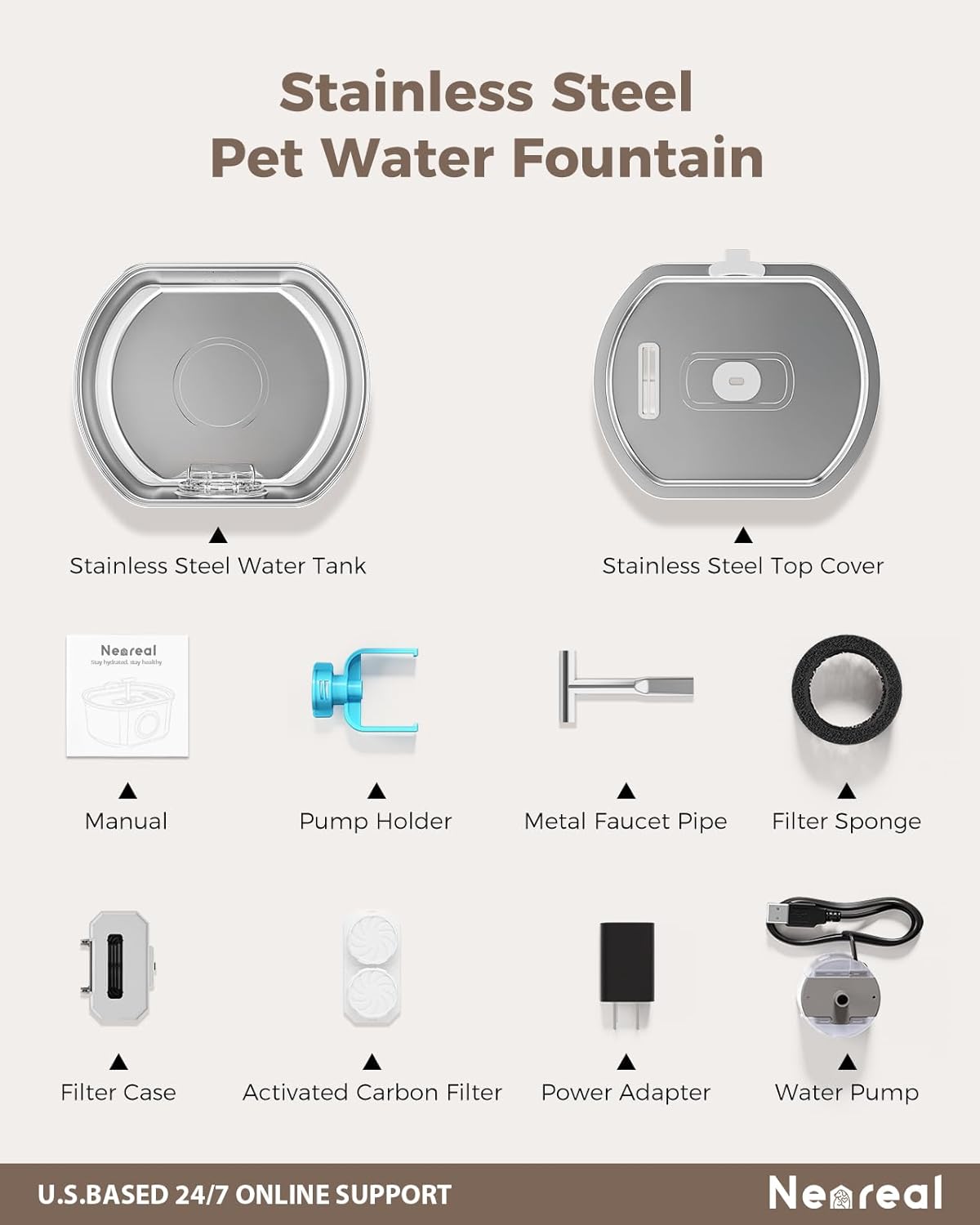 Cat Water Fountain Replacement Water Pump - Quiet Replacement Pump - ideal for 3.2L/108oz Cat Drinking Fountain Automatic Pet Water Dispenser